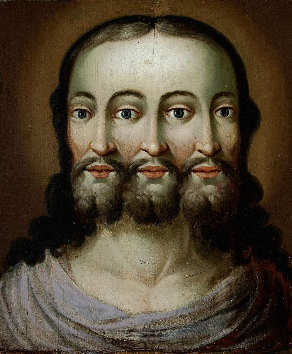 Dreifaltigkeit als Dreigesicht – Volkskunst, 18. Jahrhundert