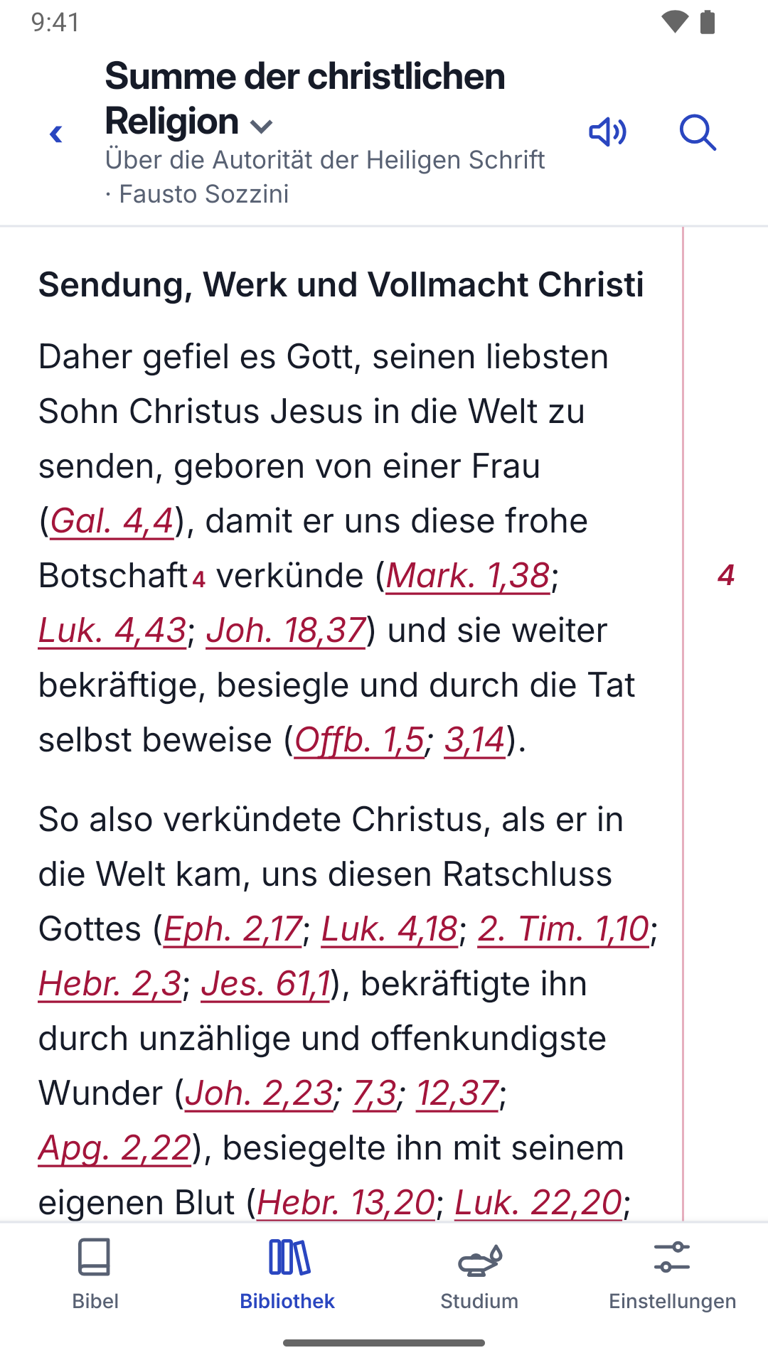 Ein Werk Fausto Sozzinis mit verlinkten Bibelstellen