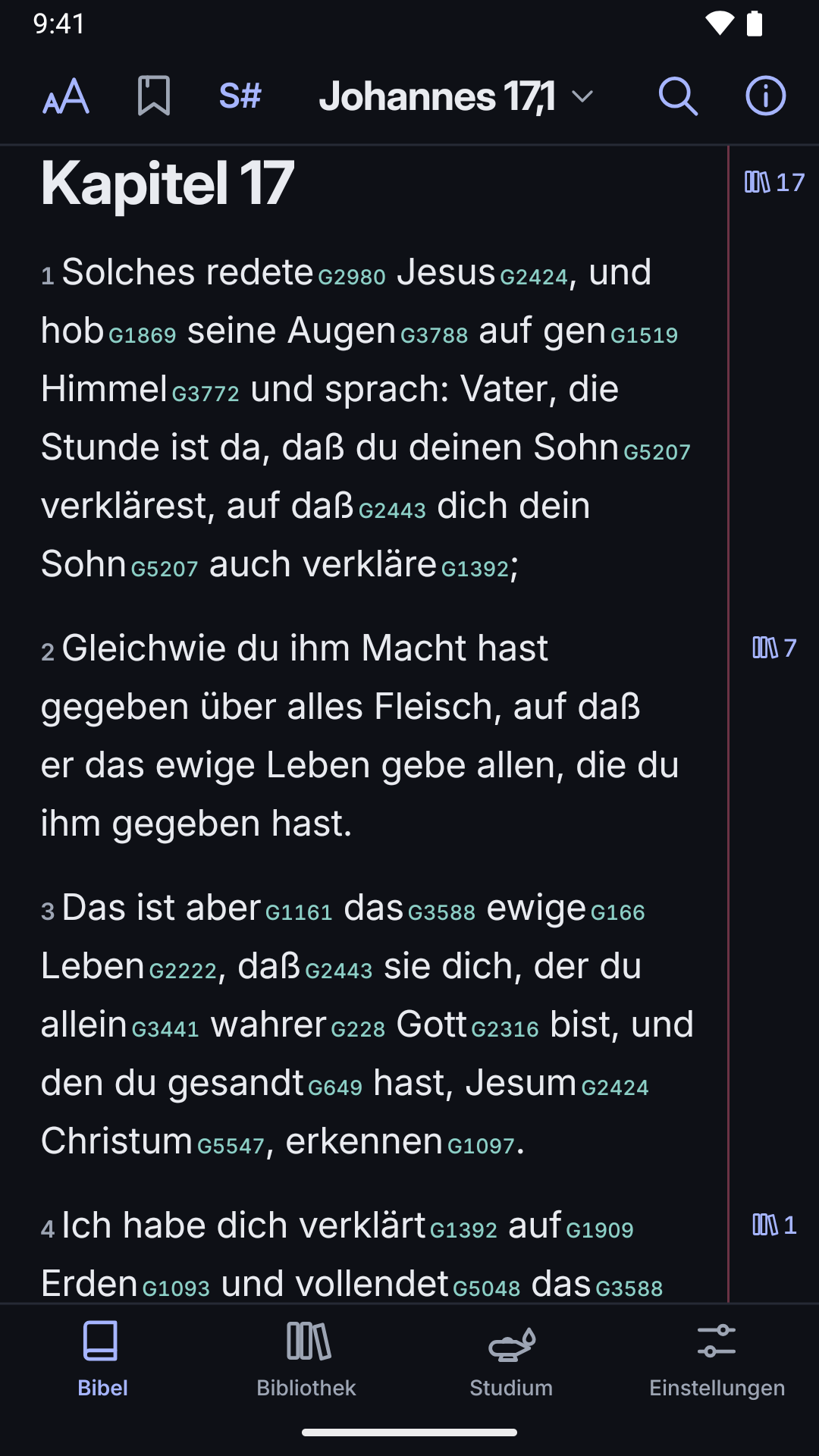 Johannes 17 im dunklen Erscheinungsbild